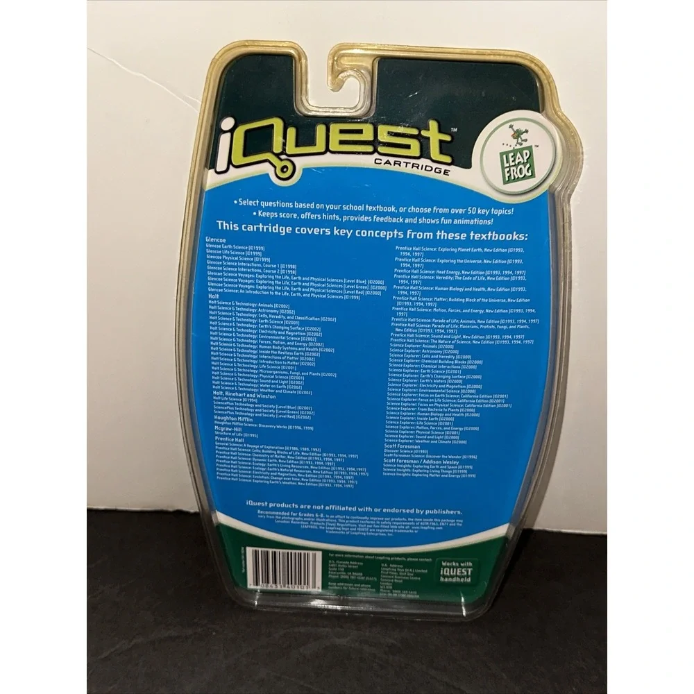QUANTUM LEAP iQuest Cartridges Grades 6-8 Science (NEW‎ SEALED) A50